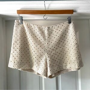 Banana Republic Eyelet Crochet Lace High Waisted Shorts Cream Size 10